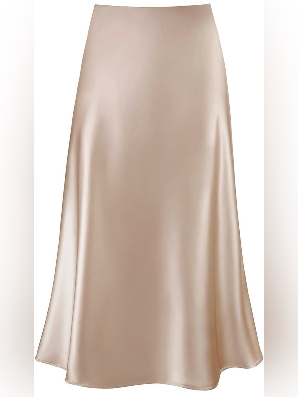 Dynamite Satin Midi Skirt in Champagne